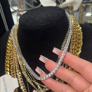 silver 16in tennis necklace